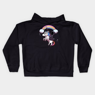 Death Riding Unicorn Rainbow Edition Kids Hoodie